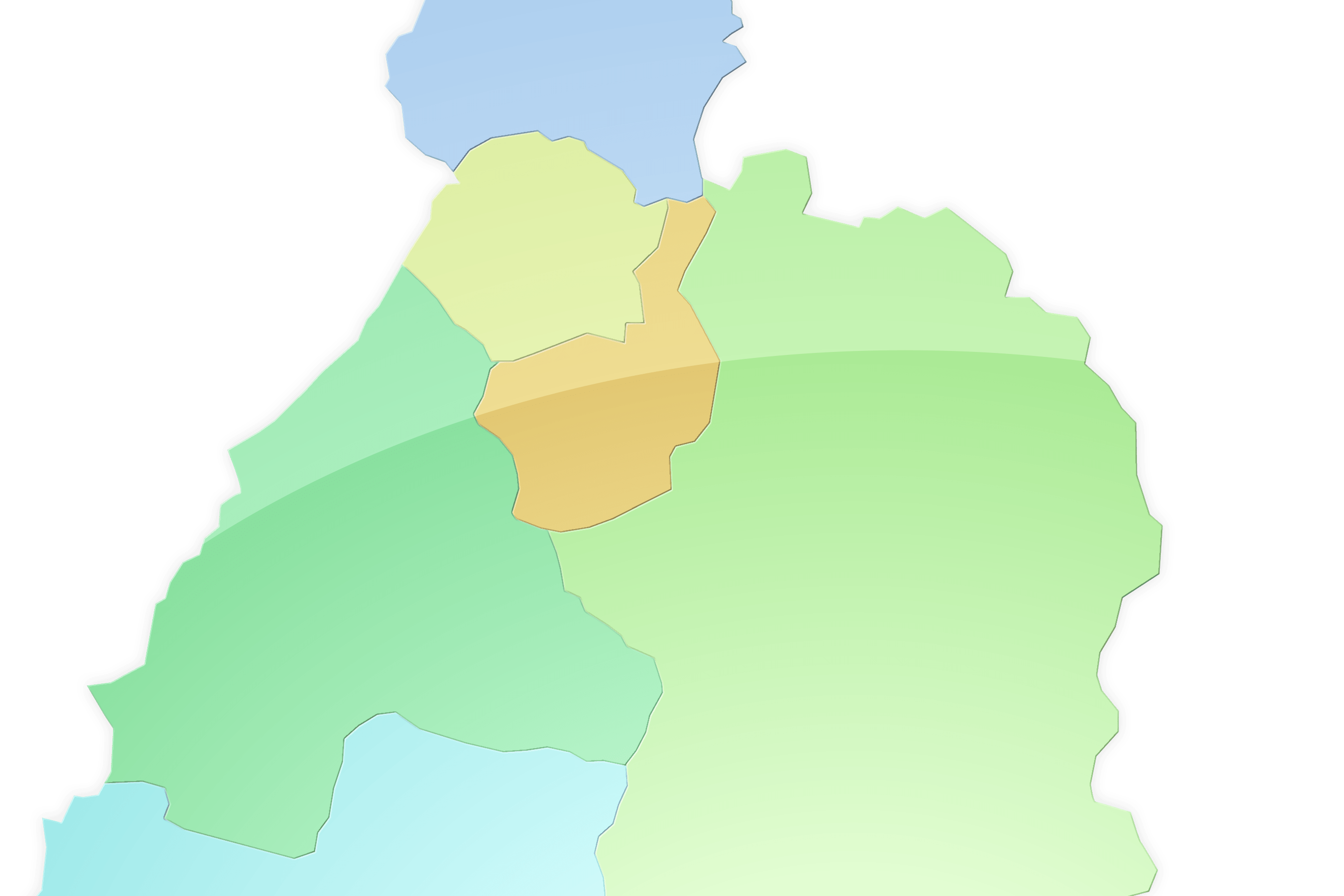 湯沢周辺の地域を色分けした地図イメージ